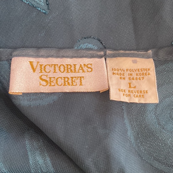 VINTAGE RARE VICTORIA’S SECRET GOLD LABEL FOREST GREEN SHEER NEGLIGEE SIZE LARGE - Picture 3 of 12